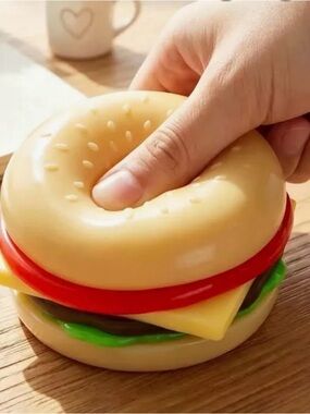 Squishy Hamburger Toy - Beige, Red, Yellow, Green